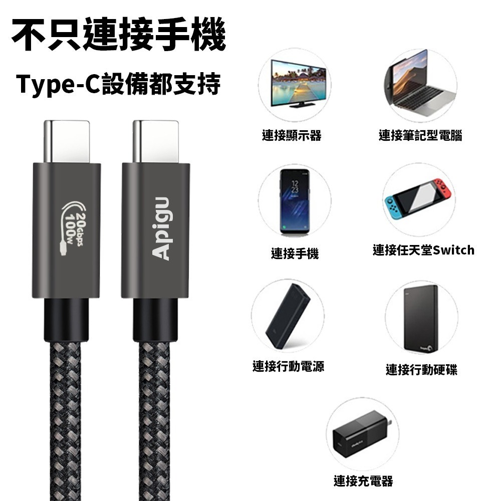 定余數位裝置  USB3.2 Type-C PD100W快充充電傳輸線Gen2 20Gbps Type-C充電線-細節圖5