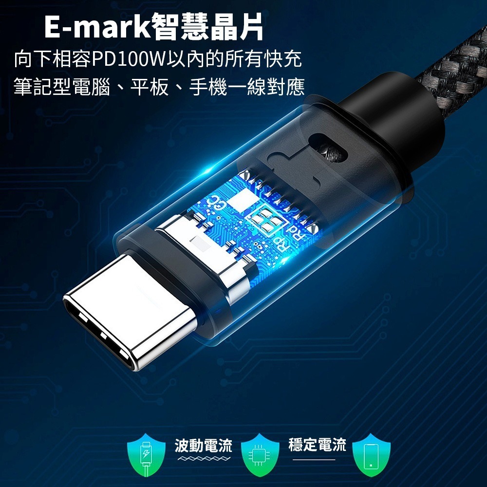 定余數位裝置  USB3.2 Type-C PD100W快充充電傳輸線Gen2 20Gbps Type-C充電線-細節圖7