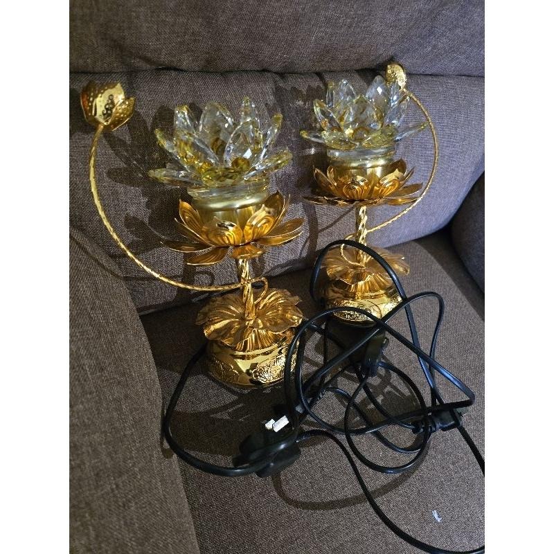 （新竹可談）佛供燈led七彩水晶蓮花燈一對長明燈佛前供佛 家用佛堂佛教用品精選佛具 供佛燈 蓮花佛燈-細節圖3