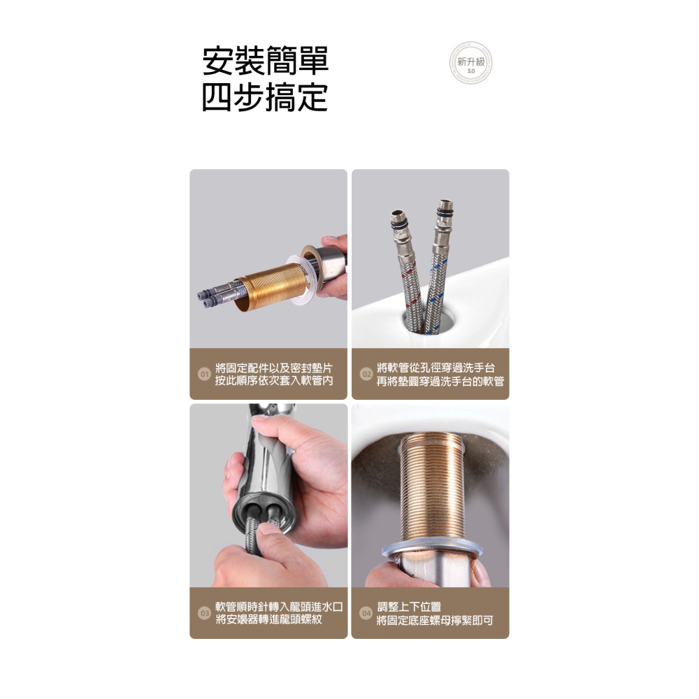 【水鈺五金鋪】高質感水龍頭 銀黑灰三色 不鏽鋼水龍頭 冷熱水龍頭 單孔面盆龍頭 洗手檯水龍頭 浴室水龍頭 洗臉簡易水龍頭-細節圖4