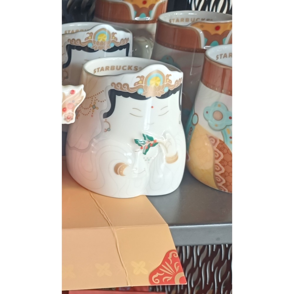 星巴克 神明瓷杯 觀世音菩薩 關聖帝君 媽祖婆 財神爺 文昌帝君 月老 土地公-規格圖3