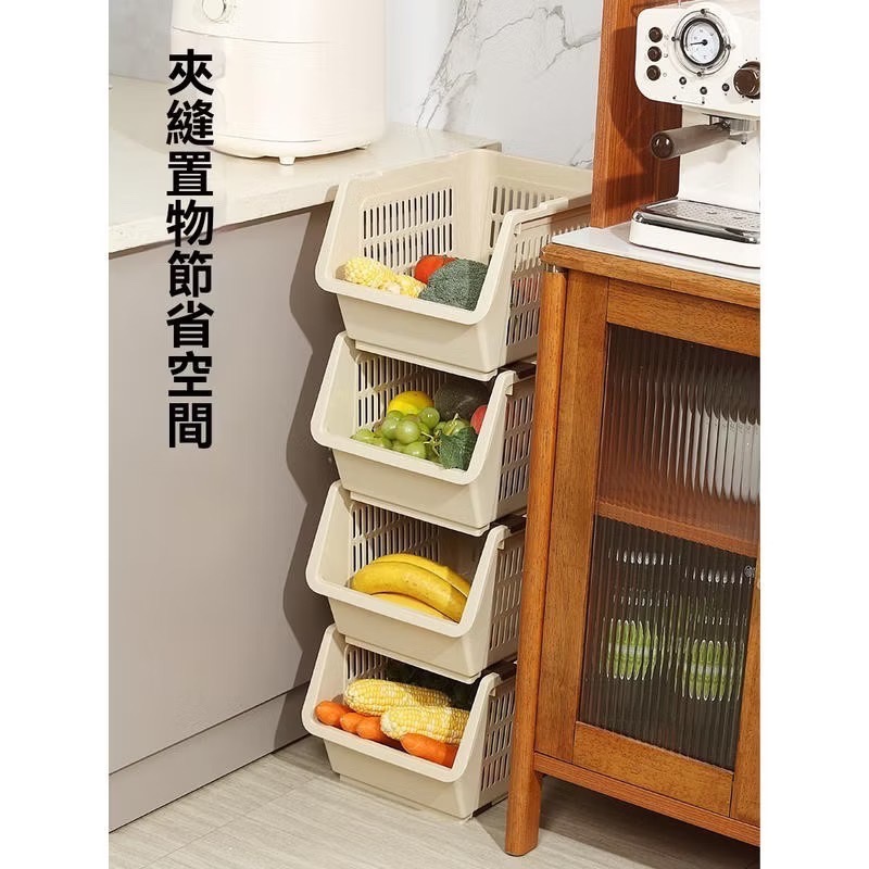 日式斜口收納籃 卡扣疊加 收納架 置物架 收納盒 收納籃 收納櫃 水果籃 層架 收納 浴室 居家生活 (巷仔口)-細節圖2