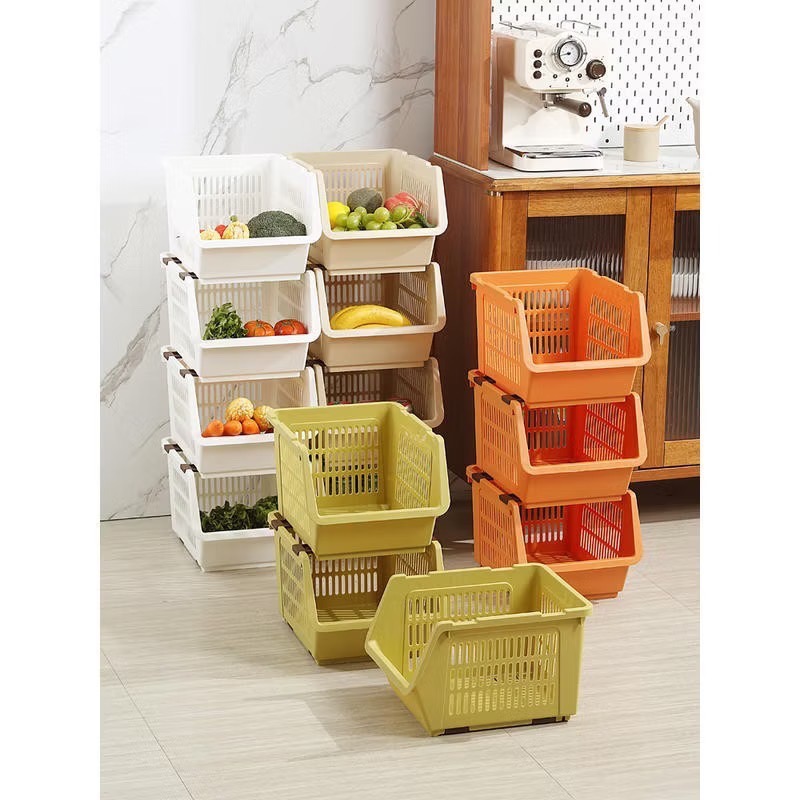 日式斜口收納籃 卡扣疊加 收納架 置物架 收納盒 收納籃 收納櫃 水果籃 層架 收納 浴室 居家生活 (巷仔口)-細節圖3