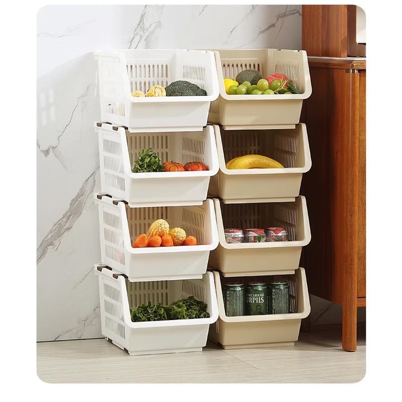 日式斜口收納籃 卡扣疊加 收納架 置物架 收納盒 收納籃 收納櫃 水果籃 層架 收納 浴室 居家生活 (巷仔口)-細節圖4