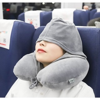 ✈️U型頸枕✈️充氣枕頭 U型帶帽 午睡枕 趴睡枕 旅行 護頸枕 飛機枕-細節圖2