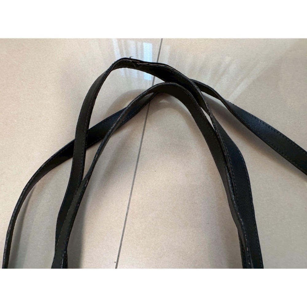 Prada 普拉達黑色尼龍布皮飾邊兩用斜背/托特包-細節圖3