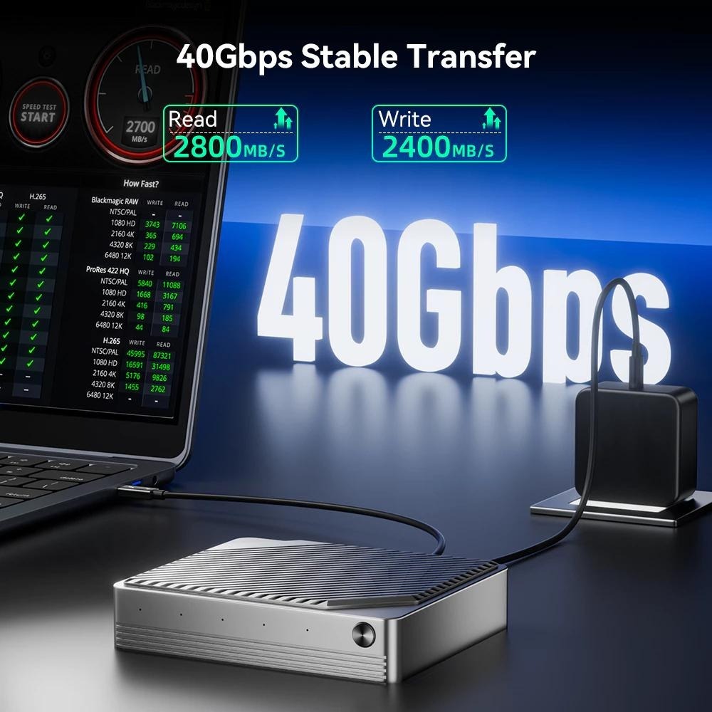 ICANSTron Thunderbolt 4 四槽 RAID 硬碟盒 40Gbps M.2 NVMe SSD 底座-細節圖3
