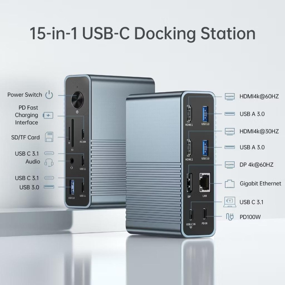 ICANSTron 15 in 1 USB-C Dock 4K60hz｜HDMI/DP-細節圖2