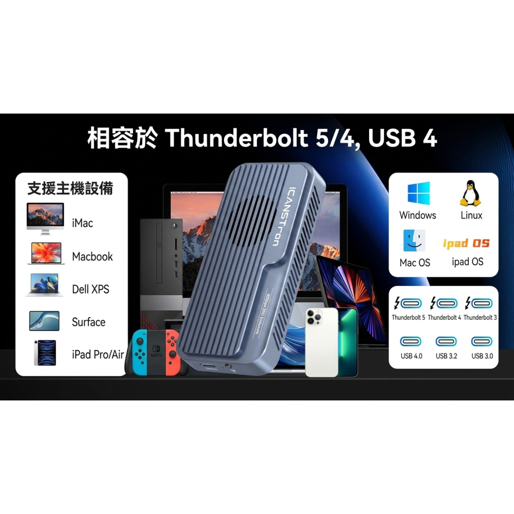 【ICANSTron】Thunderbolt 5 硬碟盒 80Gbps M.2 NVMe SSD 外接盒 擴充 | 現貨-細節圖10