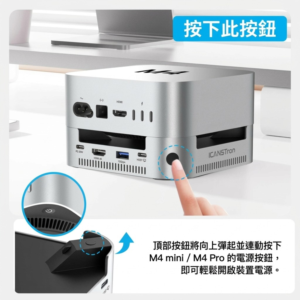 【ICANSTron】12合1 Mac mini 底座 40Gbps M.2 SSD 擴充塢 Hub | 現貨 附發票-細節圖6