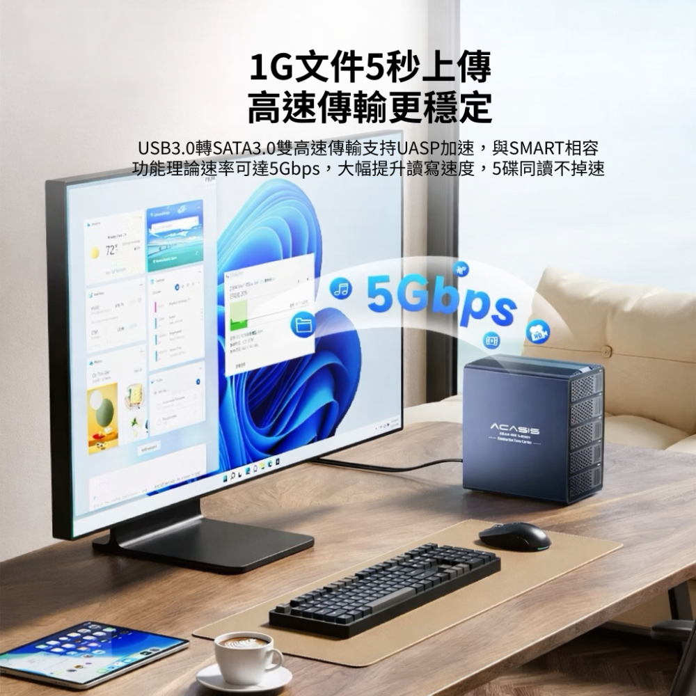 ICANSTron 5槽硬碟盒 3.5/2.5吋 SATA RAID 8種陣列模式 72TB 擴充-細節圖2