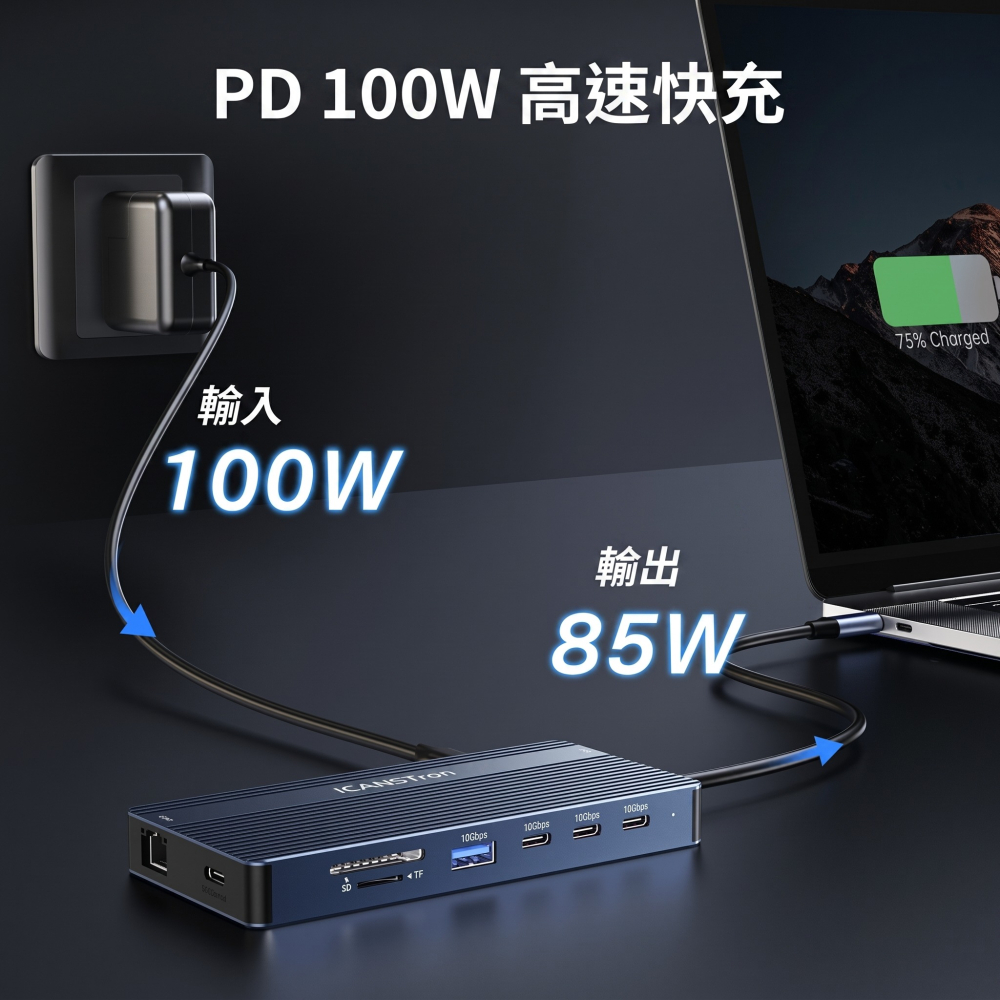 【ICANSTron】14合1 擴充塢 4K60Hz HDMI/DP 筆電集線器 Hub 轉接頭 | 現貨 附發票 保固-細節圖6