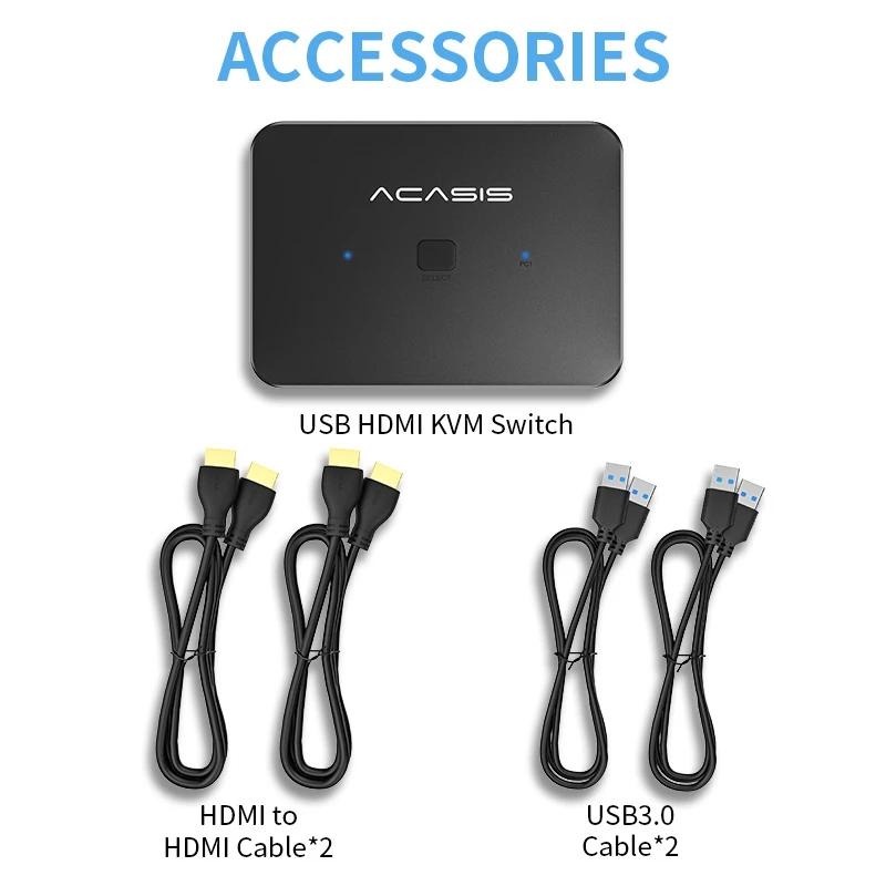 ACASIS USB3.0 | HDMI KVM 2-In/1-out | 4K60Hz HDMI | 4 port-細節圖4