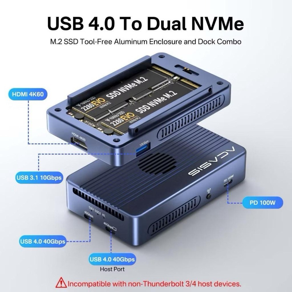 ICANSTron Thunderbolt 4 硬碟盒 40Gbps M.2 NVMe SSD 擴充外接盒-細節圖4