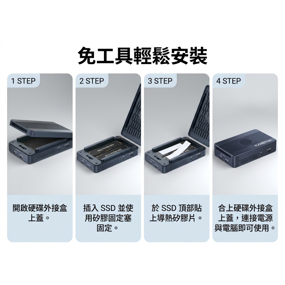 【ICANSTron】Thunderbolt 4 硬碟盒 40Gbps M.2 NVMe SSD 擴充外接盒 | 現貨-細節圖11