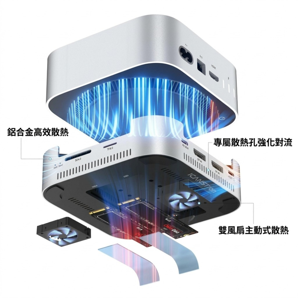 【ICANSTron】12合1 Mac mini M4 底座 40Gbps M.2 SSD 擴充塢 Hub | 現貨-細節圖3