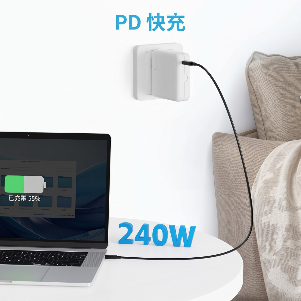 【ICANSTron】Thunderbolt 5 傳輸線 80G 240W 8K 影音傳輸 數據線 | 現貨 附發票-細節圖2