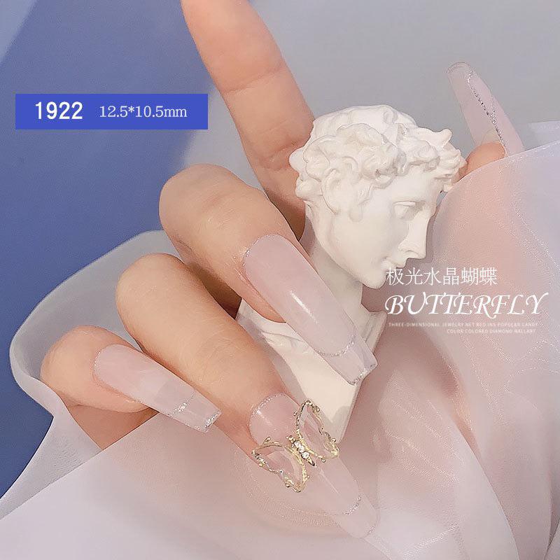 美甲2023新款合金水晶 蝴蝶極光幻彩飾品 網紅配飾ins風冰透極光金屬指甲 立體水晶蝴蝶美甲鑽 美甲飾品-細節圖8