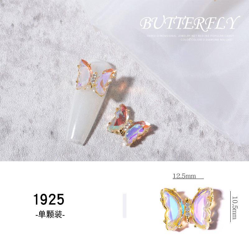 美甲2023新款合金水晶 蝴蝶極光幻彩飾品 網紅配飾ins風冰透極光金屬指甲 立體水晶蝴蝶美甲鑽 美甲飾品-細節圖9