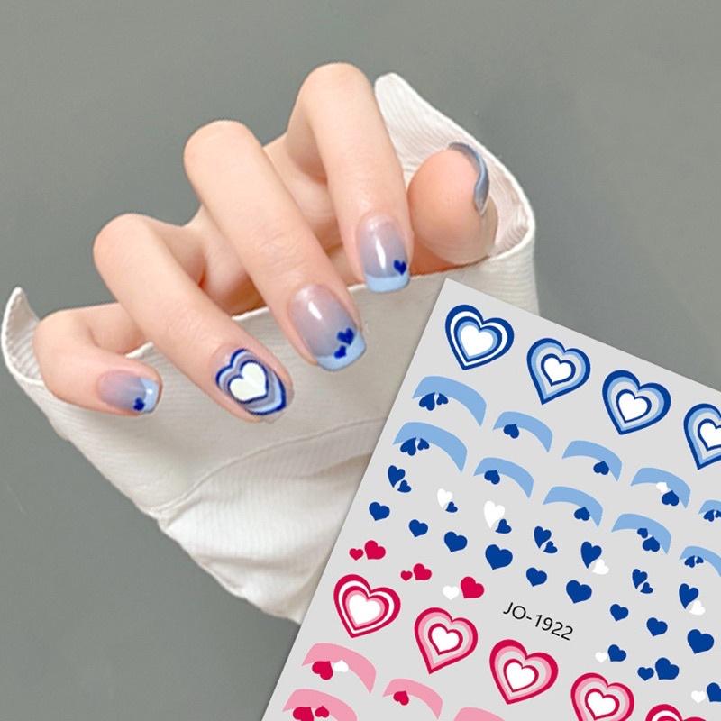 美甲愛心貼紙 雙拼法式甜心辣妹愛心帶背膠美甲貼紙指甲貼紙-細節圖4
