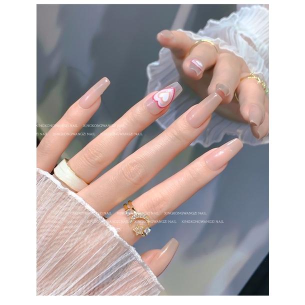 美甲愛心貼紙 雙拼法式甜心辣妹愛心帶背膠美甲貼紙指甲貼紙-細節圖5