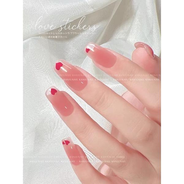 美甲愛心貼紙 雙拼法式甜心辣妹愛心帶背膠美甲貼紙指甲貼紙-細節圖6