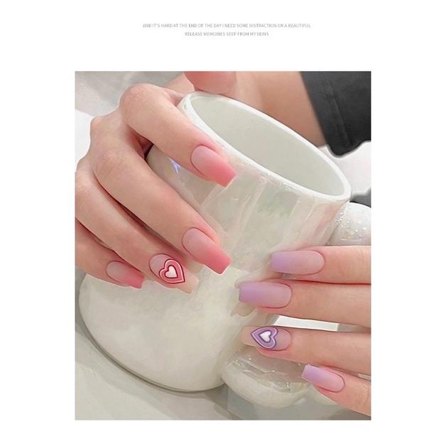 美甲愛心貼紙 雙拼法式甜心辣妹愛心帶背膠美甲貼紙指甲貼紙-細節圖7