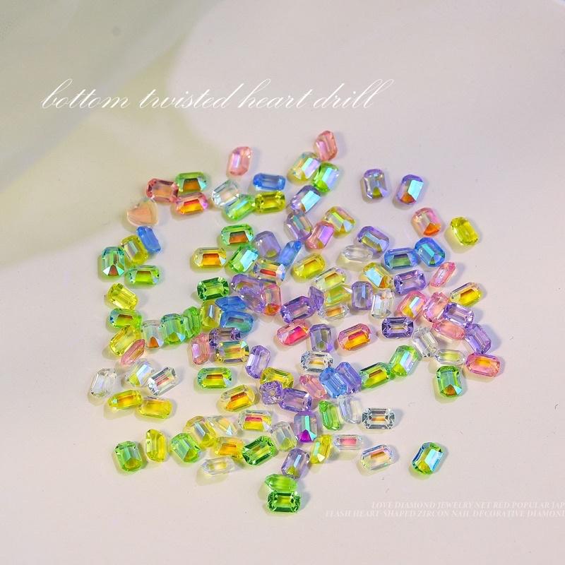 網紅美甲方糖鑽飾品  立體樹脂極光幻彩尖底長八角異形鑽 指甲鑽 指甲飾品-細節圖6