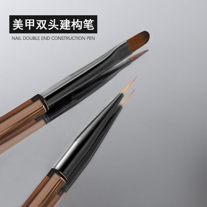日式構建筆美甲筆 雙頭多功能兩用圓頭光療筆 拉線筆 建構筆 塑形美甲筆-細節圖2