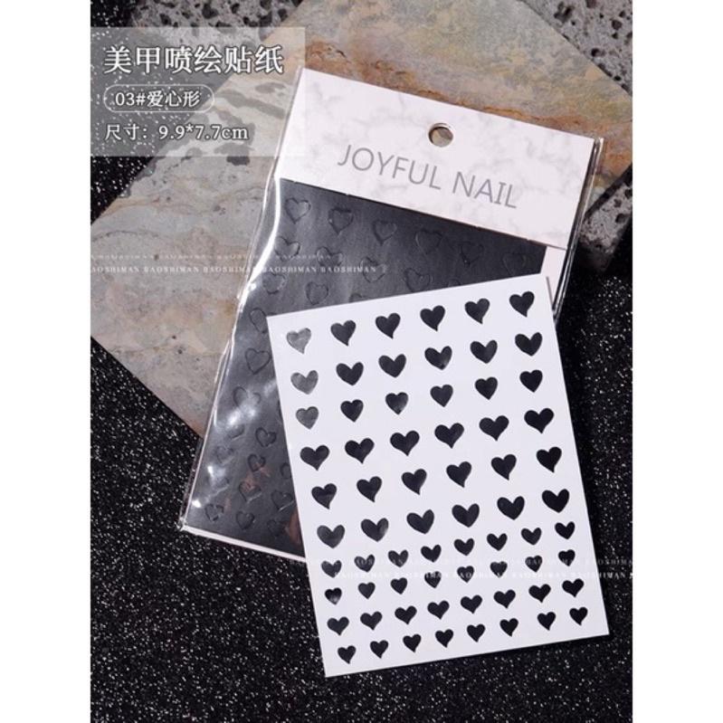 美甲噴繪貼紙 噴槍鏤空模板貼 法式微笑線愛心蝴蝶星星噴繪指甲貼紙-細節圖9