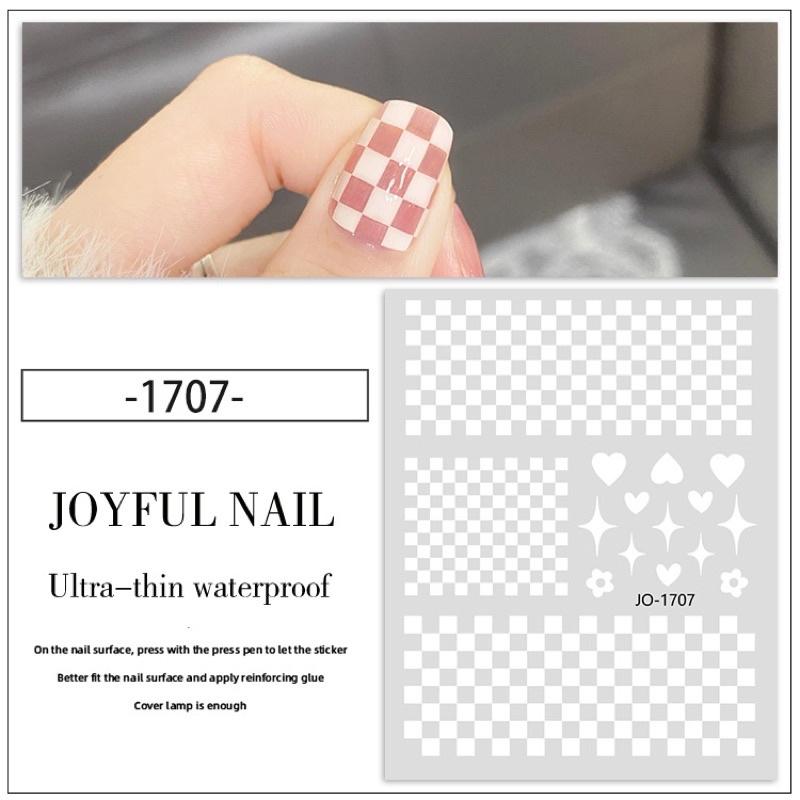 爆款棋盤格美甲貼紙 黑白彩色格子 小圖案配飾 指甲貼花裝飾-細節圖7