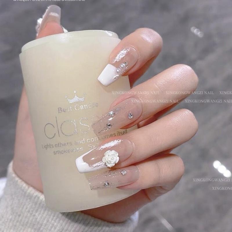 山茶花美甲2022網紅爆款日式珠光玫瑰花飾品質感光療指甲配飾-細節圖3