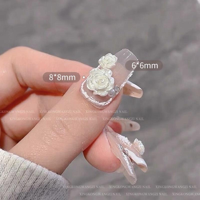 山茶花美甲2022網紅爆款日式珠光玫瑰花飾品質感光療指甲配飾-細節圖4