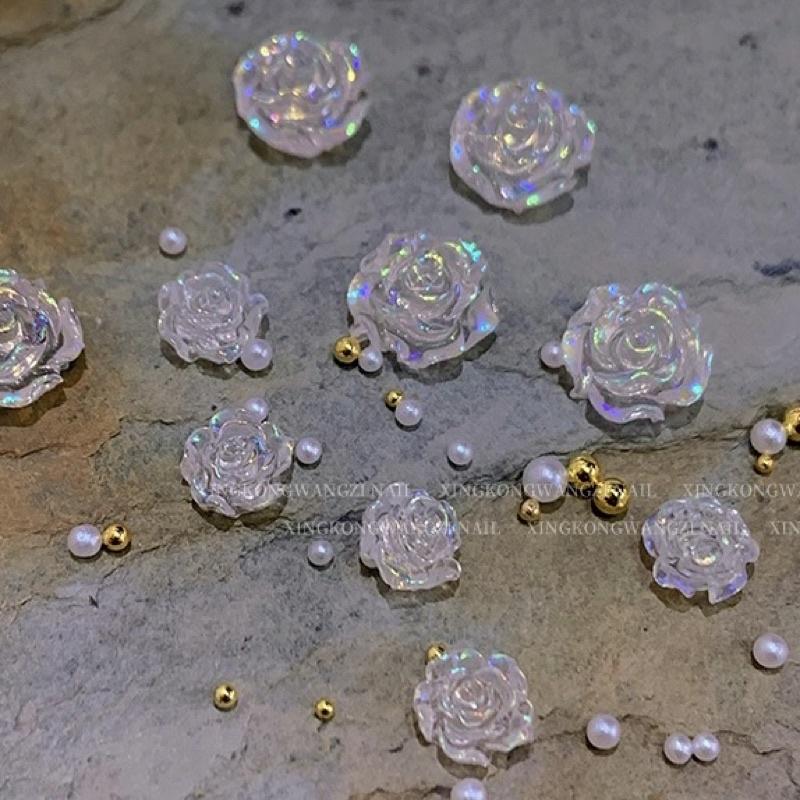 山茶花美甲2022網紅爆款日式珠光玫瑰花飾品質感光療指甲配飾-細節圖5