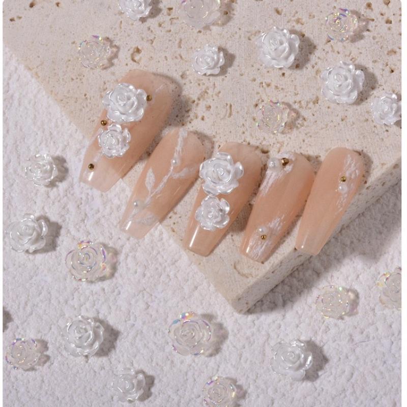 山茶花美甲2022網紅爆款日式珠光玫瑰花飾品質感光療指甲配飾-細節圖6