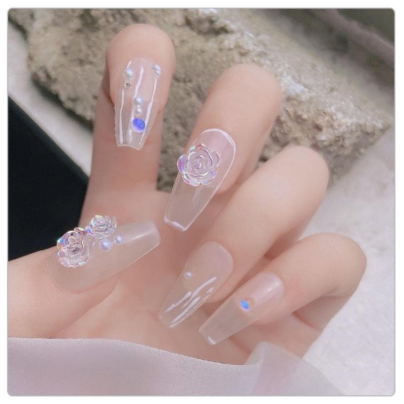 山茶花美甲2022網紅爆款日式珠光玫瑰花飾品質感光療指甲配飾-細節圖7