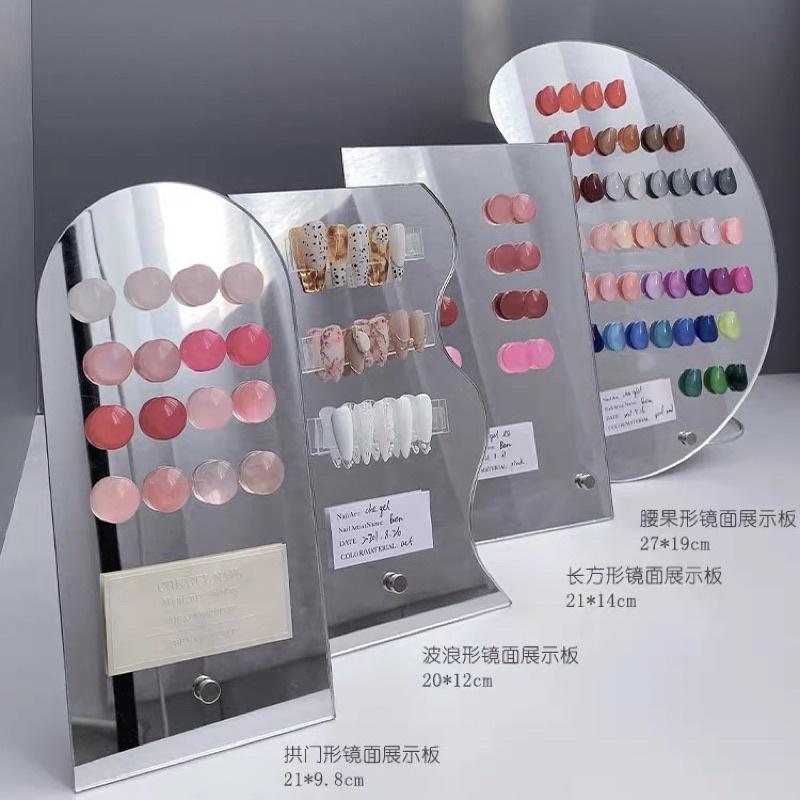 新款ins風 美甲鏡面展示板 玻璃色卡美甲作品展示架 不規則壓克力色板-細節圖2