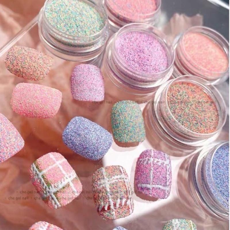 美甲爆款秋冬美甲針織毛呢粉呢絨粉 復古百搭立體格紋閃粉指甲裝飾-細節圖2