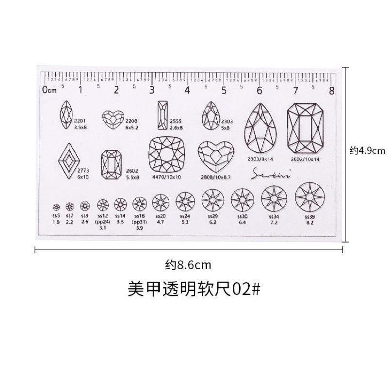 美甲透明軟尺 穿戴甲本甲尺寸測量尺子 美甲鑽鋯石甲片大小測量工具-細節圖9