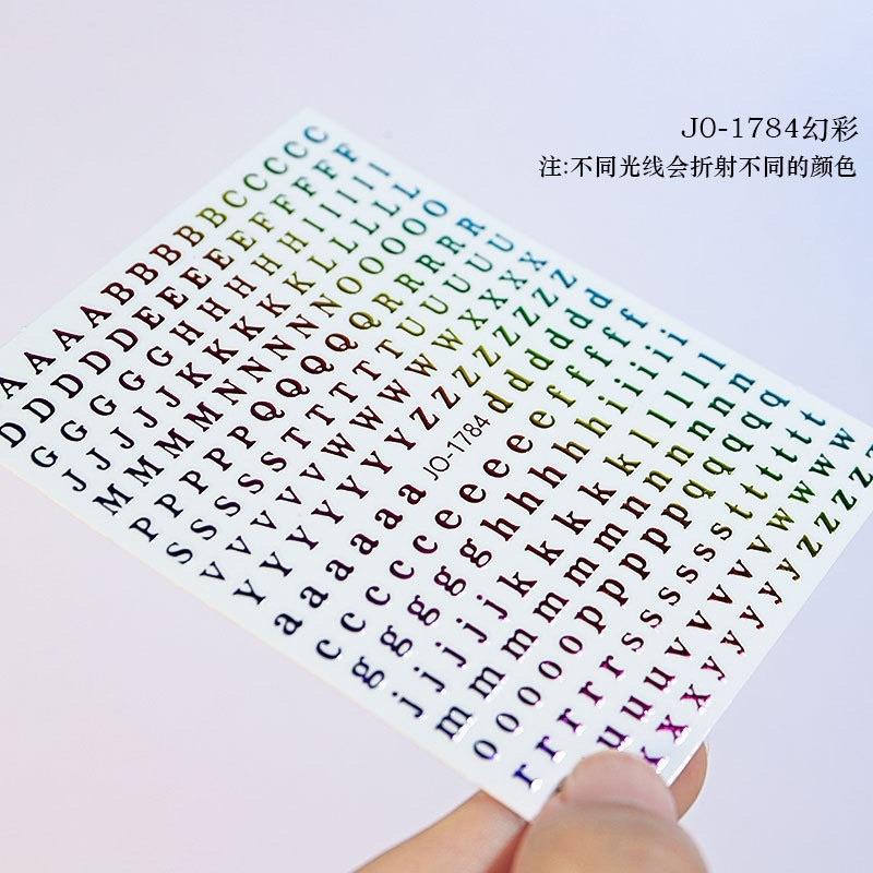 美甲金屬字母貼紙 彩色 金屬字母 英文字母 貼紙 26個英文大小寫字母 3D立體DIY貼紙-細節圖2