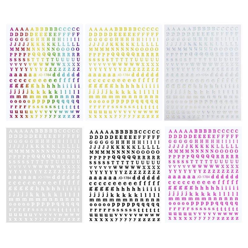 美甲金屬字母貼紙 彩色 金屬字母 英文字母 貼紙 26個英文大小寫字母 3D立體DIY貼紙-細節圖3