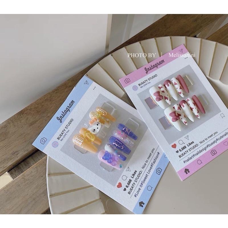 INS風粉藍美甲拍照背景卡片 穿戴甲包裝簡約道具-細節圖6