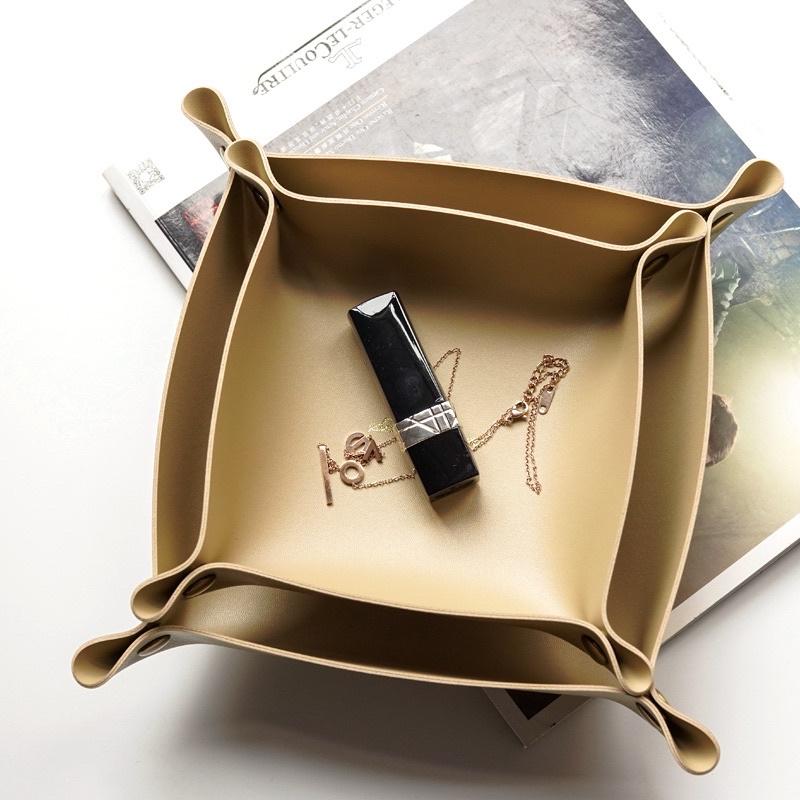 北歐ins皮革收納盒 桌面收納 托盤 PU皮質首飾化妝品鑰匙儲物盒-細節圖5