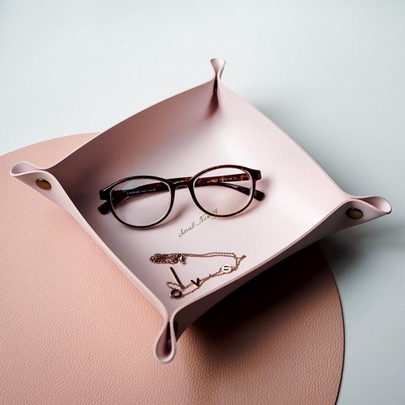 北歐ins皮革收納盒 桌面收納 托盤 PU皮質首飾化妝品鑰匙儲物盒-細節圖6