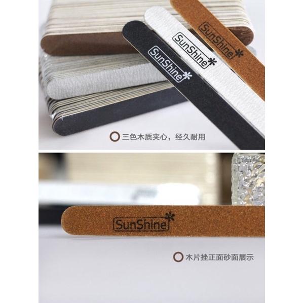 sunshine美甲超薄砂條美甲搓條 木片搓刻磨指甲 修甲型可水洗砂條 100/180加厚搓條半月形長方形菱形直形-細節圖4