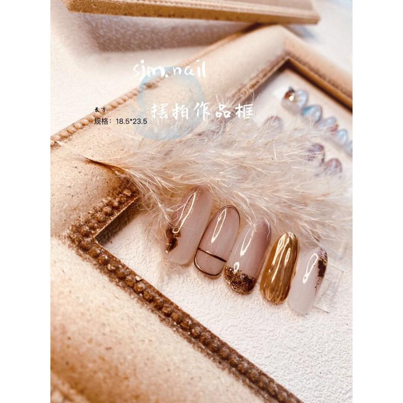 美甲拍照道具 日系愛心背景作品展示板ins風復古木質網红浮雕相框-細節圖9