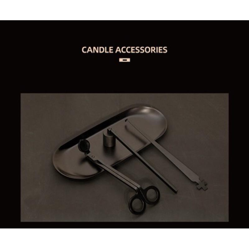 香氛蠟燭 滅燭工具四件套 ⭐️ 蠟燭剪 燭芯勾 滅燭罩 收納盤（ 玫瑰金  質感啞光黑 ）-細節圖7