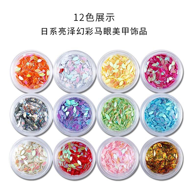 《現貨》日式美甲亮片馬眼 水滴美甲貼指甲飾品亮片12色套裝-細節圖5