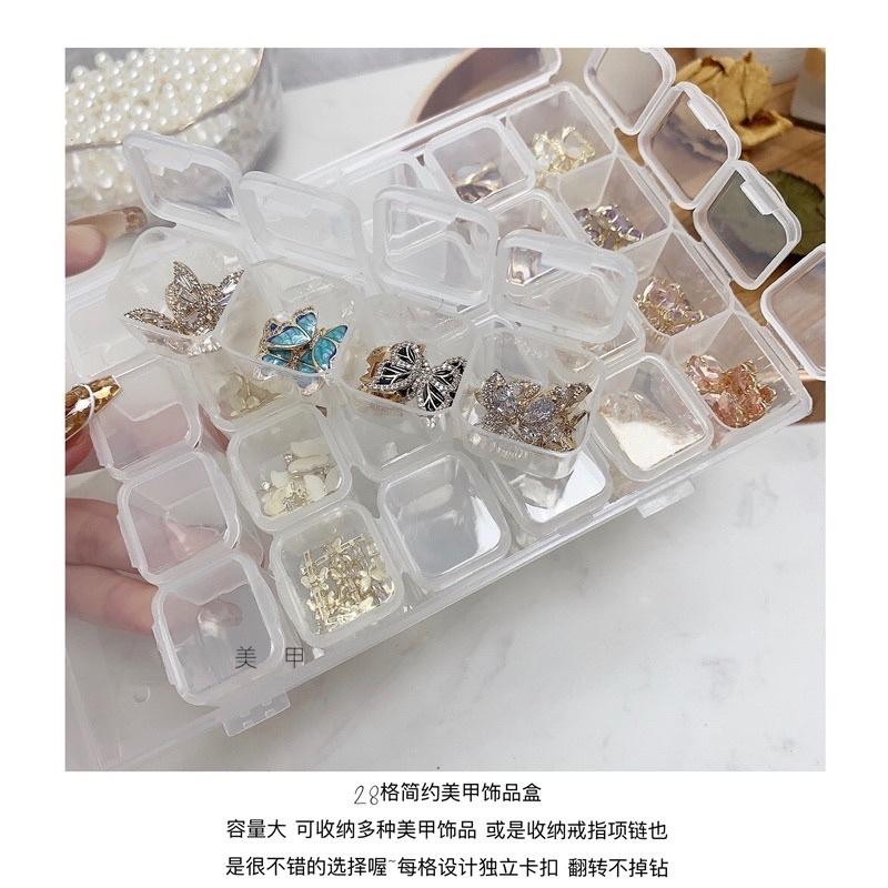 美甲收納盒 28格56格飾品收納 分類盒56格獨立小格 28格美甲飾品收納盒  高透明首飾儲物盒子-細節圖4