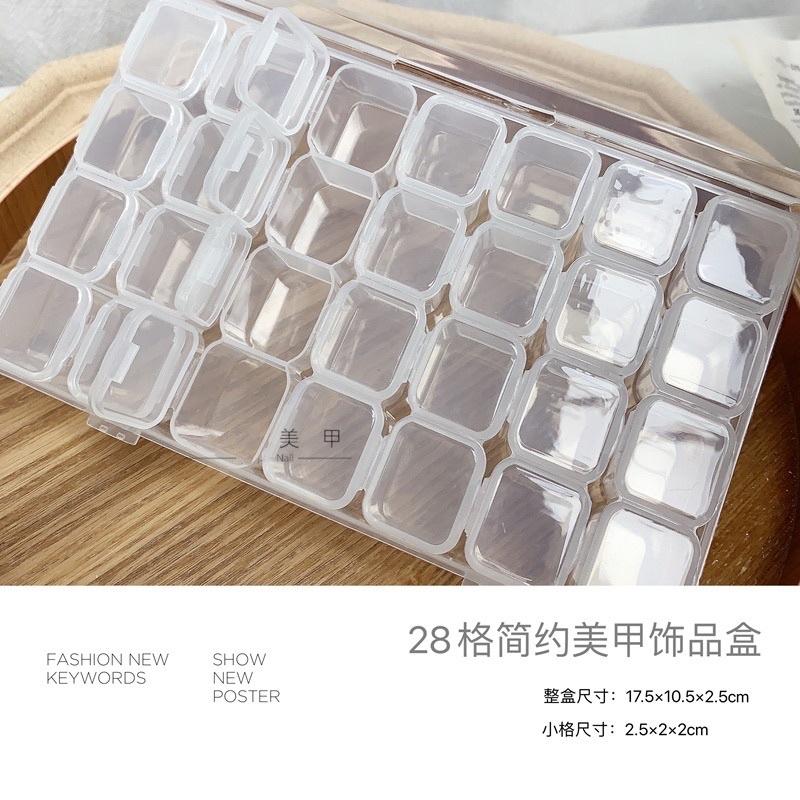 美甲收納盒 28格56格飾品收納 分類盒56格獨立小格 28格美甲飾品收納盒  高透明首飾儲物盒子-細節圖6